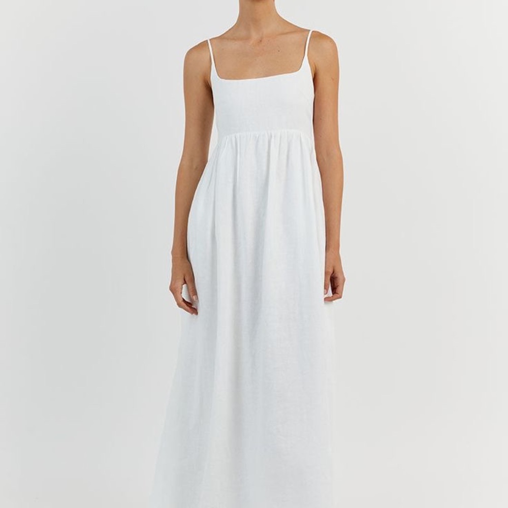 DISSH SUNNY WHITE LINEN MIDI DRESS - 4